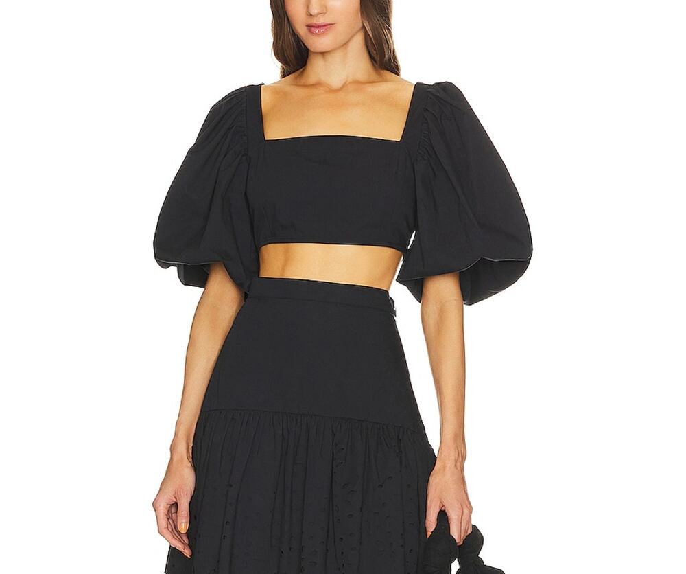 Rhode Puff Sleeve Black Tish Crop Size 2 Top